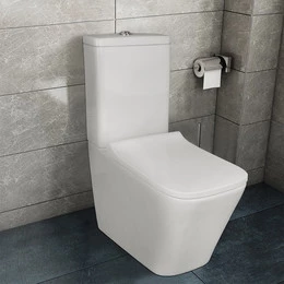 Унитаз-компакт безободковый Azario Quadro AZ-2175 UQ1 с крышкой микролифт, белый (Система смыва торнадо) - фото 