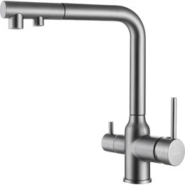 Смеситель для кухни Abber Emotion AF8814NG, с подключением фильтра и выдвижной лейкой, никель, Цвет производителя: никель - фото 