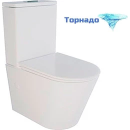 Унитаз-компакт безободковый Veconi Telle VTE-64T с крышкой микролифт (система смыва торнадо) - фото 