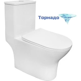 Унитаз-компакт безободковый Azario Terni AZ-8618T с крышкой микролифт (система смыва Торнадо) - фото 