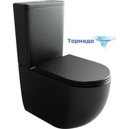Унитаз-компакт Ceramicanova Metropol CN4001TMB с тонкой крышкой микролифт (система смыва Торнадо) чёрный матовый - фото 