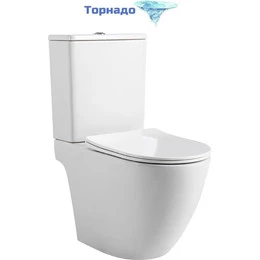 Унитаз-компакт безободковый Aquatek Европа AQ2903T-00 с тонкой крышкой микролифт (система смыва Торнадо) - фото 