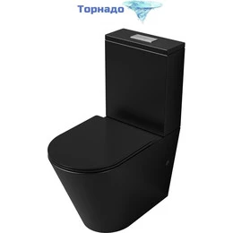 Унитаз-компакт безободковый Grossman GR-4458BMSQ с крышкой микролифт, чёрный матовый (Система смыва торнадо), Цвет производителя: чёрный матовый - фото 
