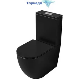 Унитаз-компакт безободковый Grossman GR-4494BMSQ с крышкой микролифт, чёрный матовый (Система смыва торнадо), Цвет производителя: чёрный матовый - фото 