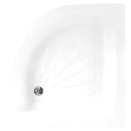 Поддон стальной Loranto, полукруглый 90х90х15 толщина стали 0,9 мм, отверстие для слива 5 см, белый (LG900C) - фото 