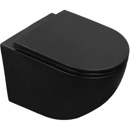 Унитаз подвесной безободковый Azario Grado AZ-0046N-MB с крышкой микролифт, чёрный матовый, Цвет производителя: чёрный матовый - фото 