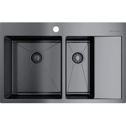 Кухонная мойка Omoikiri AKISAME 78-2-GM-L (4973101) 1,2 мм, вороненая сталь, Цвет производителя: вороненая сталь - фото 
