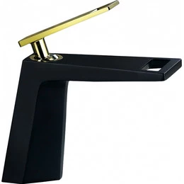 Смеситель для раковины Bronze de Luxe Quadro A919B, черный/золото - фото 