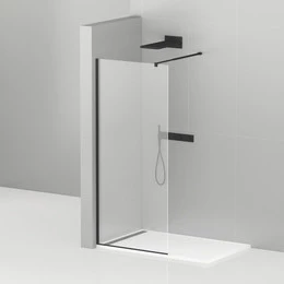 Душевая перегородка Cezares 90 см LIBERTA-L-1-90-C-NERO (телескопический кронштейн, стекло 8 мм) черный/прозрачное - фото 