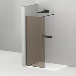 Душевая перегородка Cezares 100 см LIBERTA-L-1-100-BR-NERO (телескопический кронштейн, стекло 8 мм) черный/бронза - фото 