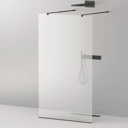 Душевая перегородка Cezares 90 см LIBERTA-L-2-90-C-NERO (телескопические кронштейны, стекло 8 мм) черный/прозрачное - фото 