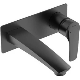 Смеситель для раковины настенный Iddis Ray RAYBL00i65, черный матовый - фото 