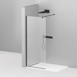 Душевая перегородка Cezares 80 см LIBERTA-L-1-80-120-C-NERO (подрезаемый кронштейн, стекло 8 мм) черный/прозрачное - фото 