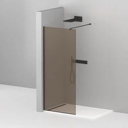 Душевая перегородка Cezares 90 см LIBERTA-L-1-90-120-BR-NERO (подрезаемый кронштейн, стекло 8 мм) черный/бронза - фото 