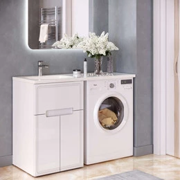 Тумба напольная с раковиной-столешницей Taliente Olejo 120 см L TA-MBO-60NR-blanco, белый глянец - фото 