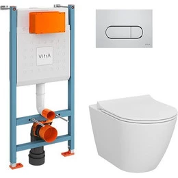 Инсталляция с подвесным безободковым унитазом Vitra Sanibelle L-Box 9878B003-7200 - фото 