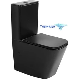 Унитаз-компакт безободковый Abber Rechteck AC1210TMB (смыв торнадо) с тонкой крышкой микролифт, чёрный матовый, Цвет производителя: чёрный матовый - фото 