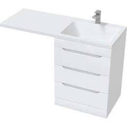 Тумба напольная с раковиной Mirsant Soho quadro 120 см R (раковина Fly2), белый - фото 