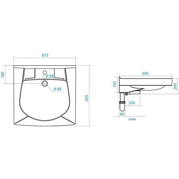 Раковина Santek Пилот 60х60 см над стиральной машиной (ПИЛОТ-60) 1.WH30.1.971 - фото 5