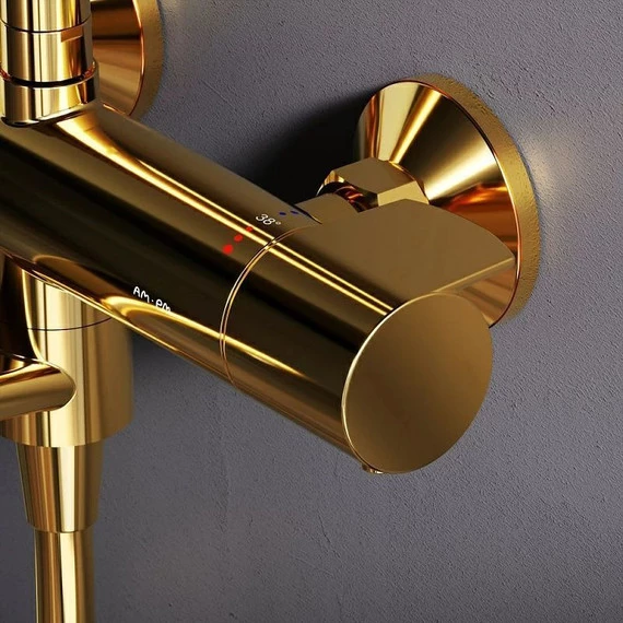 Душевая стойка с термостатом Am.Pm X-Joy F0785A599, золото, Цвет производителя: золото - фото 4