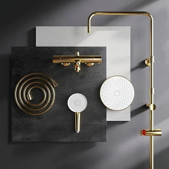 Душевая стойка с термостатом Am.Pm X-Joy F0785A599, золото, Цвет производителя: золото - фото 5