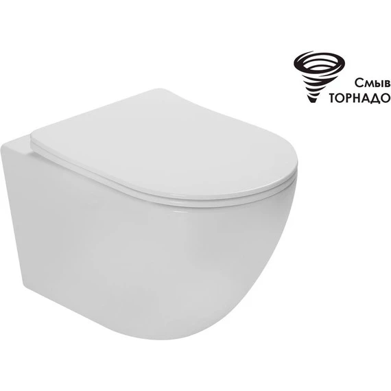 Унитаз подвесной безободковый Vincea Tornado Globo VT1-14ST (Система смыва торнадо) с крышкой микролифт - фото 
