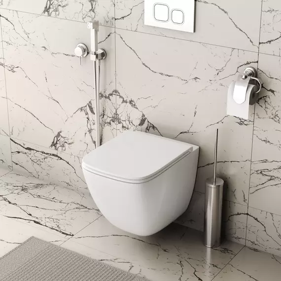 Унитаз подвесной безободковый Grossman GR-4497SQC с крышкой микролифт, белый глянцевый (Система смыва торнадо) - фото 3