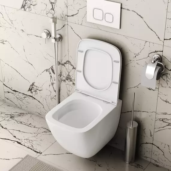 Унитаз подвесной безободковый Grossman GR-4497SQC с крышкой микролифт, белый глянцевый (Система смыва торнадо) - фото 5