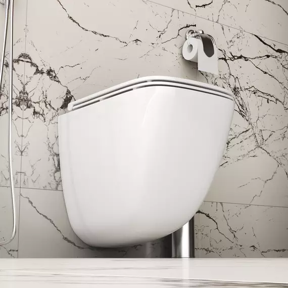 Унитаз подвесной безободковый Grossman GR-4497SQC с крышкой микролифт, белый глянцевый (Система смыва торнадо) - фото 6