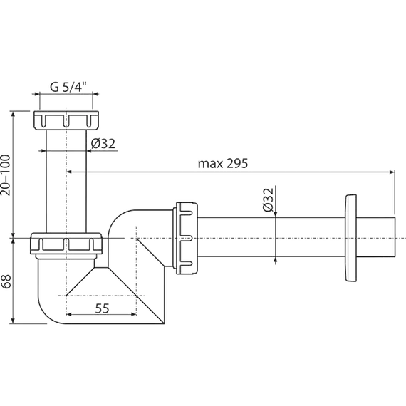Сифон для умывальника и биде Alcadrain A45F DN32 (AG210902132) - фото 2