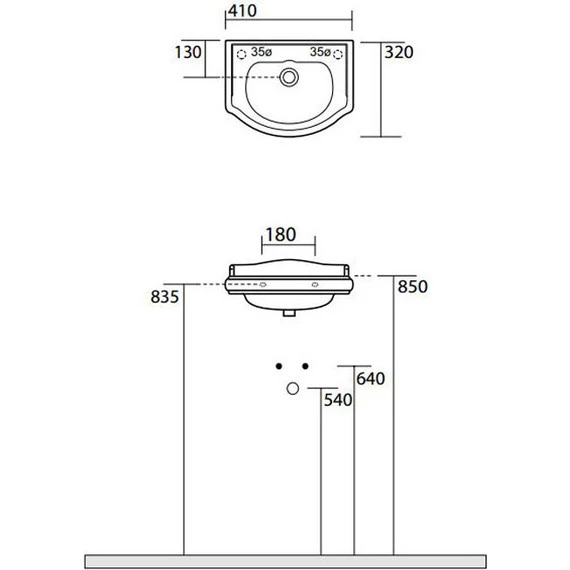 Раковина подвесная Kerasan Retro 40 см 103301*1 sx L - фото 4