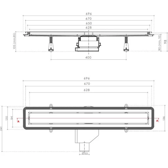 Трап Pestan (BETTOSERB) Confluo Premium White Glass Line 65 см 13000283, нержавеющая сталь/стекло, хром/белый (под плитку), Цвет производителя: хром, белый, Размер трапа: 650 - фото 8