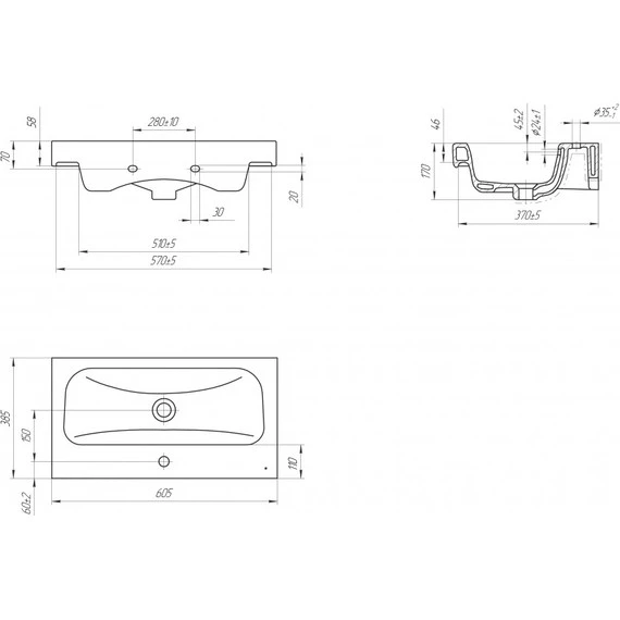 Раковина подвесная Cersanit Moduo Slim 60 см UM-MOD60SL/1 - фото 4