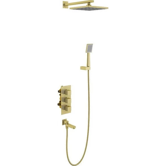 Душевая система для ванны с термостатом Timo Tetra-Thermo SX-0199/17SM, золото матовое - фото 