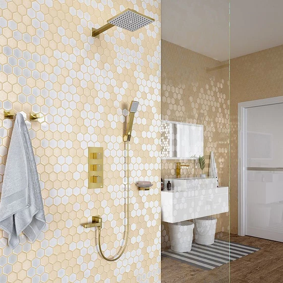 Душевая система для ванны с термостатом Timo Tetra-Thermo SX-0199/17SM, золото матовое - фото 3