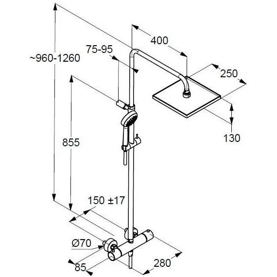Душевая стойка с термостатом Kludi Logo Dual Shower System 6809805-00 - фото, картинка 2 Душевая стойка с термостатом Kludi Logo Dual Shower System 6809805-00 - фото 2