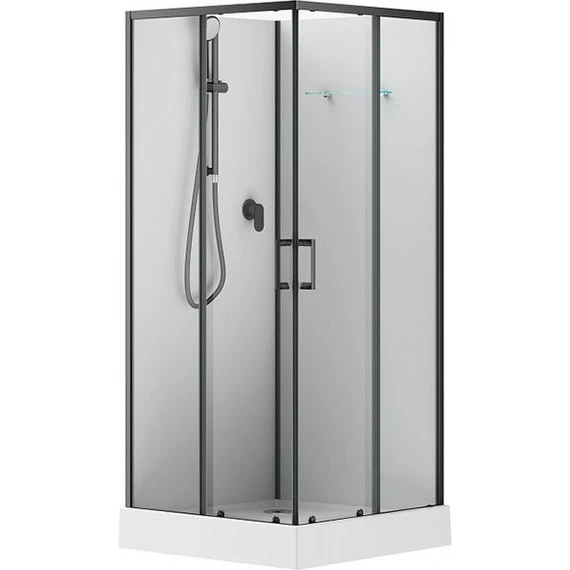 Душевое кабина Aquanet Passion EVO S 90x90 см 282009, чёрный/прозрачное (безсиликоновая сборка) - фото 