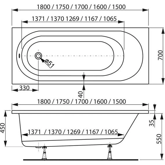 Ванна акриловая Vagnerplast Kasandra 180x70 см 76408, Размер - мм: 1800х700 - фото 7
