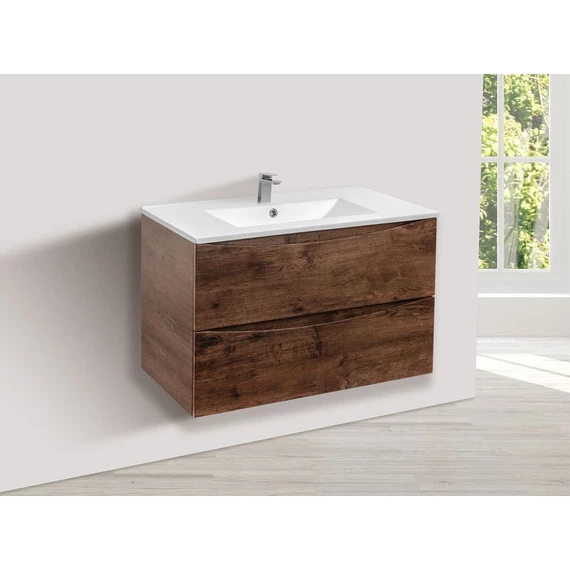 Тумба подвесная с раковиной Vincea Mia 80 см VMC-2MC800RW, тёмное дерево - фото 5