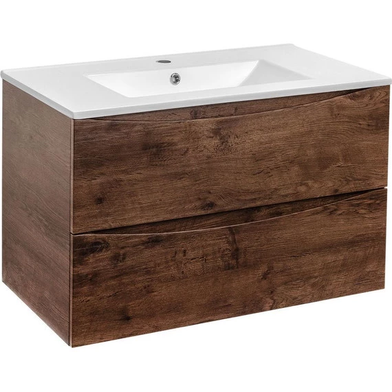 Тумба подвесная с раковиной Vincea Mia 80 см VMC-2MC800RW, тёмное дерево - фото 6