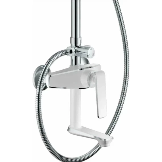 Душевой комплект Haiba: Душевая стойка HB24548-8 + смеситель для раковины HB10548-8, цвет белый/хром - фото 3