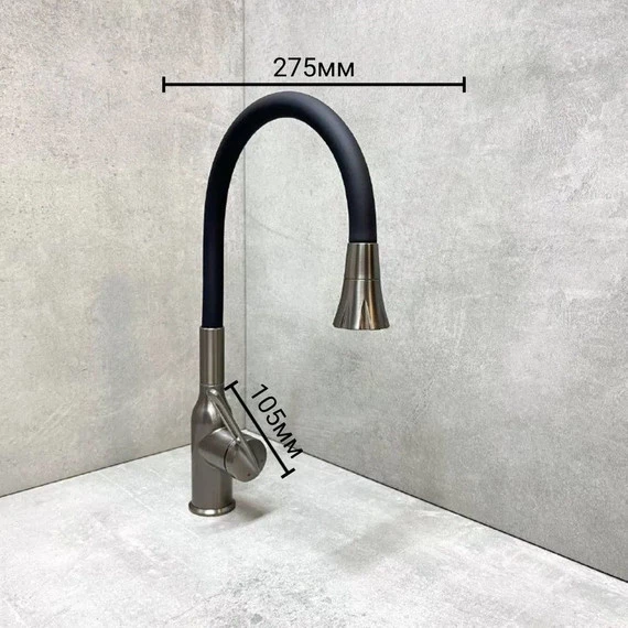 Смеситель для кухни Haiba HB73825-3, графитовый - фото 8