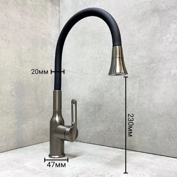 Смеситель для кухни Haiba HB73825-3, графитовый - фото 9