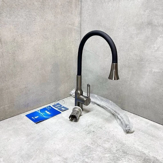 Смеситель для кухни Haiba HB73825-3, графитовый - фото 4