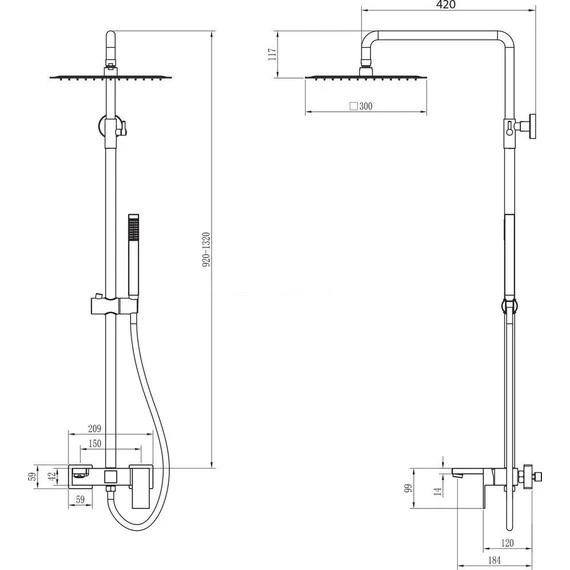 Душевая стойка Boheme Qubic 478-B, чёрный матовый, Цвет производителя: чёрный матовый - фото 2