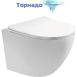 Унитаз подвесной безободковый Aquatek Европа AQ1900T-00 с тонкой крышкой микролифт (Система смыва торнадо) - фото 