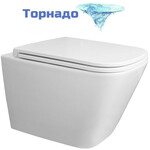 Унитаз подвесной безободковый Azario Teramo AZ-0052-UQ3 с крышкой микролифт (Система смыва торнадо), Цвет производителя: белый - фото 