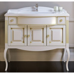 Пенал напольный Opadiris Лаура 45 см, правый, белый/бежевая патина - фото 2