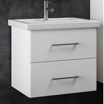 Тумба подвесная с раковиной Smile Арабеско 70 см, 2 ящика, белый - фото 