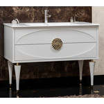 Тумба напольная с раковиной Smile Ибица 90 см, 2 ящика, белый/золото - фото 